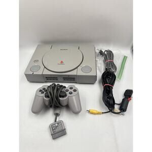 Sony PlayStation 1 PS1 Console System Bundle W/ Rare Dual Controller - Tested